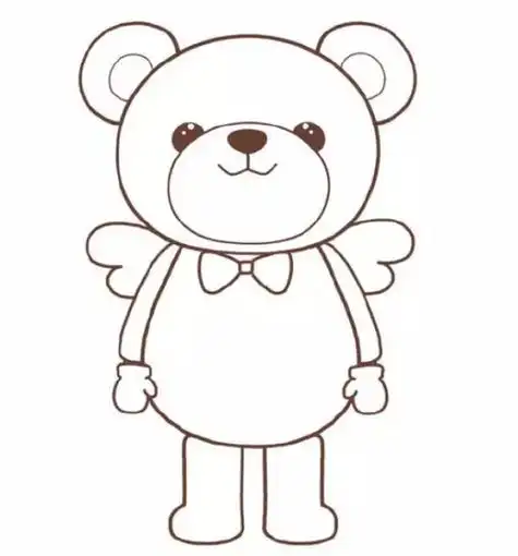 带蝴蝶结卡通熊简笔画