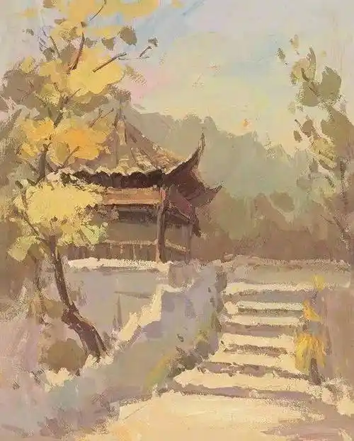 色彩风景写生(水粉)步骤 — 内附作品赏析_画面