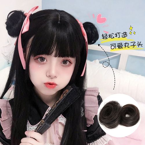 儿童假发双丸子头饰夏古风表演花苞发圈可爱发型发髻懒人盘发神器