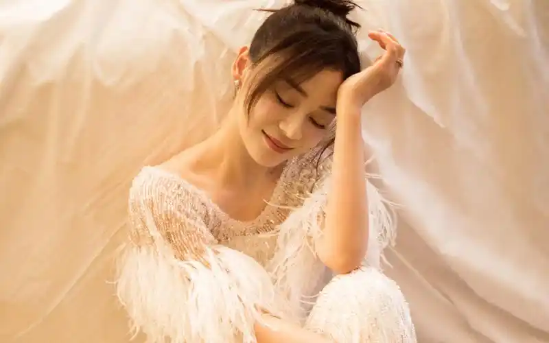 袁姗姗羽毛裙唯美写真桌面壁纸