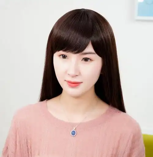 假发女长发斜刘海自然全头套逼真长直发假发套真发发套可扎马尾 哑光