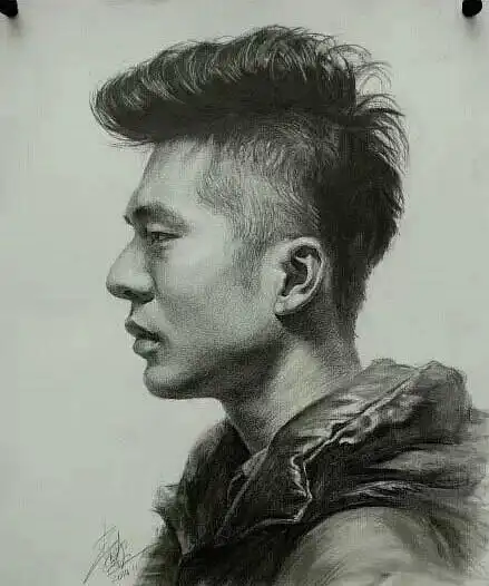 男青年正侧面素描头像难画吗?不如看看范画教程如何做!