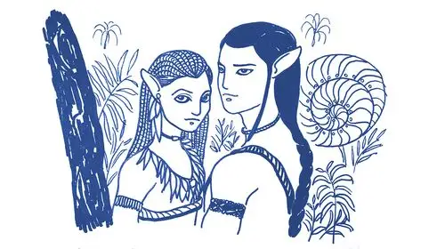 手绘电影阿凡达海报马克笔漫画插画简笔画