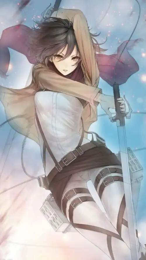 750x1334图片下载_4张进击的巨人女主角三笠·阿克曼好看的手机壁纸图