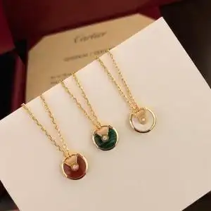 tb7792030049淘宝欧洲代购cartier/卡地亚护身符项链 18k玫瑰金 白