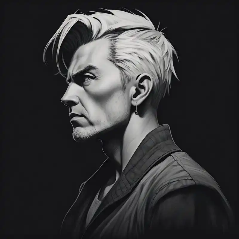 沧桑男人98的黑白素描头像