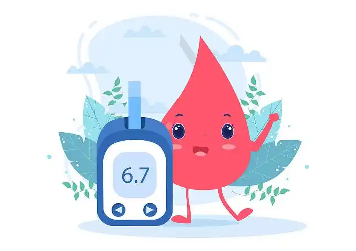 为海报背景向量插图用血糖计,检查结果,试管,注射器到医疗保健和治疗