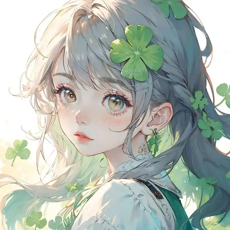 绿色系头像:四叶草女孩,与你一见如故,是我今生最美丽的相遇,我的岁月