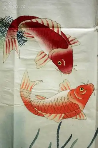 上海中国画院画师:【吴青霞】工笔《鲤鱼图》年年有余【宣纸工笔,100%