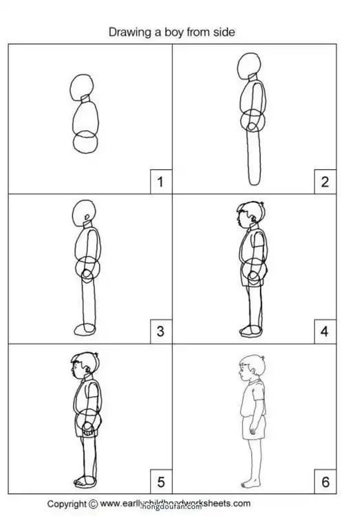 简笔画男生侧身