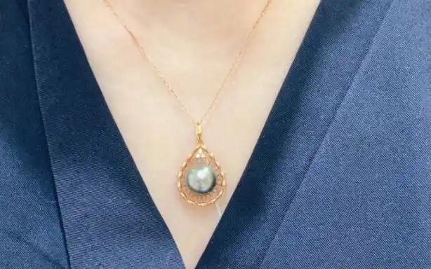 复古风奢华大溪地黑珍珠吊坠