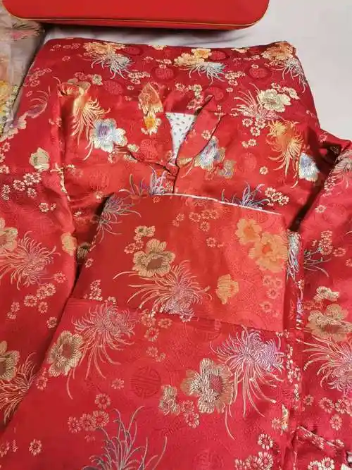 一件代发寿衣女全套唐装七件套殡葬用品老人去世衣服冲喜寿衣全套