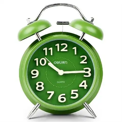 得力9036圆形电子钟表 闹钟(绿色)