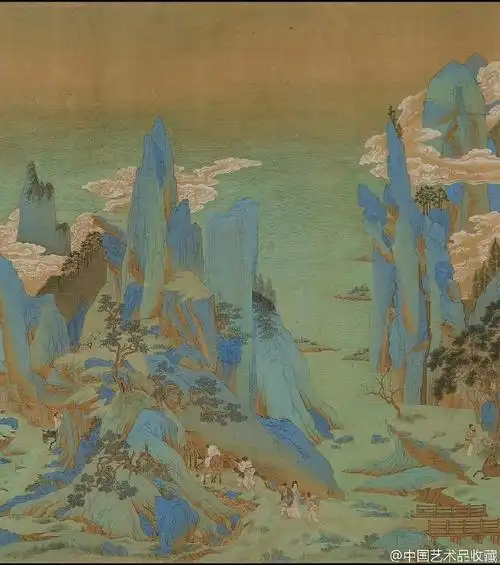 吴门四家明仇英明皇幸蜀图卷绢本美国弗利尔美术馆藏仇英的青绿山水画