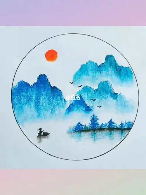 山水画  #三水风景画 #简笔画教程  #油画棒三水 #零基础学画画