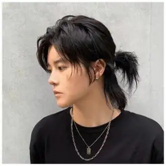 致真男假发日系帅气武士头夏季透气军训发型狼尾鲻鱼头自然全头套