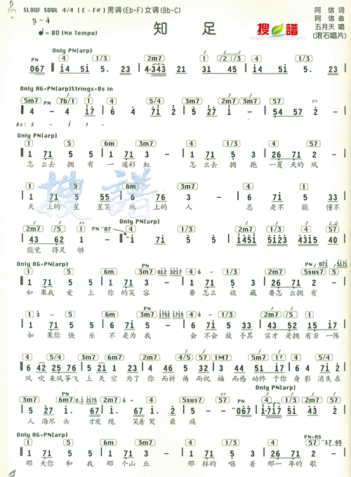 知足 五月天 歌谱 简谱