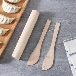 三件套包饺子工具包饺器家用多功能馅铲平勺包混沌木质饺子挑馅板