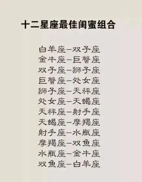 十二星座最佳闺蜜组合,十二星座最爱的黑色物品