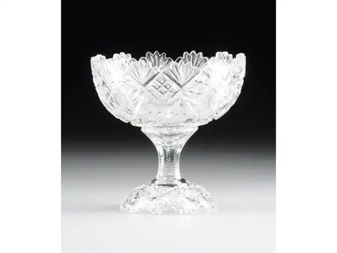 a brilliant cut crystal punchbowl on stand, american or