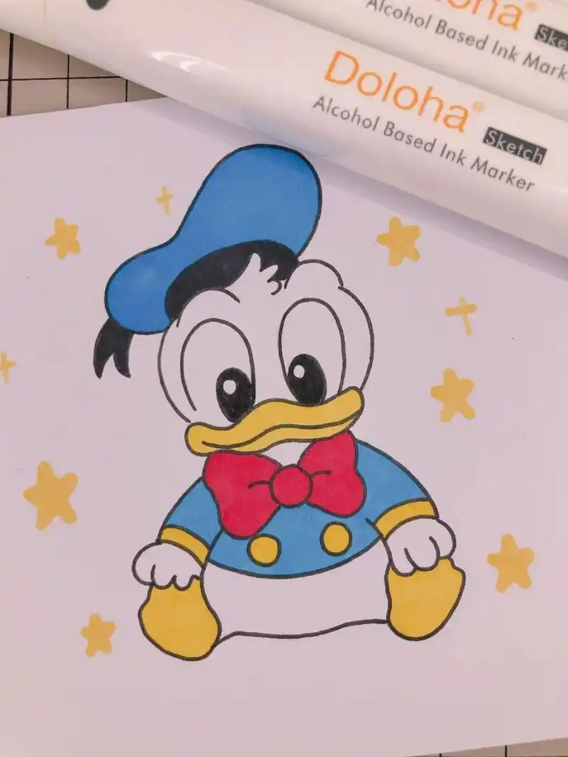 第263幅|唐老鸭卡通画,马克笔画,简笔画.