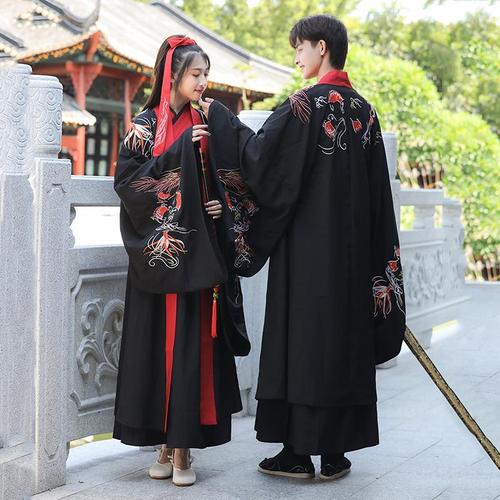 原创【赤龙】汉服男女学生霸气暗黑红刺绣非古装武侠风单件/套装