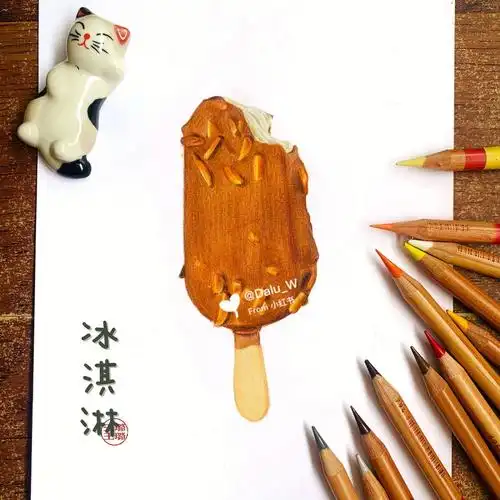 彩铅手绘巧克力冰淇淋