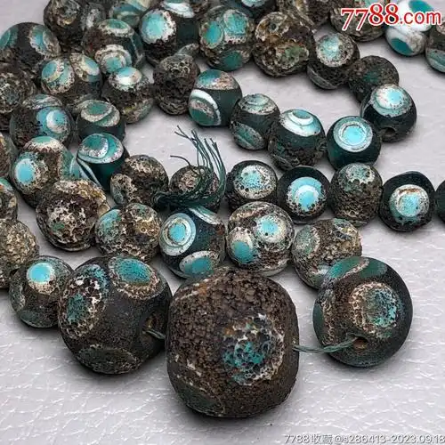 回流老琉璃蜻蜓眼古珠尺寸约塔链最大珠子20毫米最