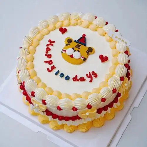 百天蛋糕百天可爱小老虎