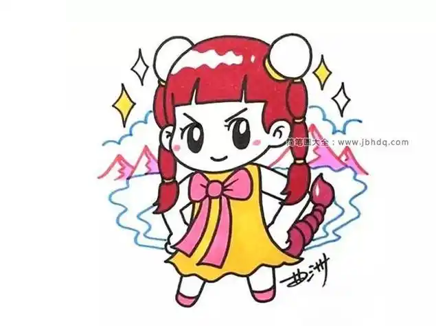 小葩画天蝎使简笔画