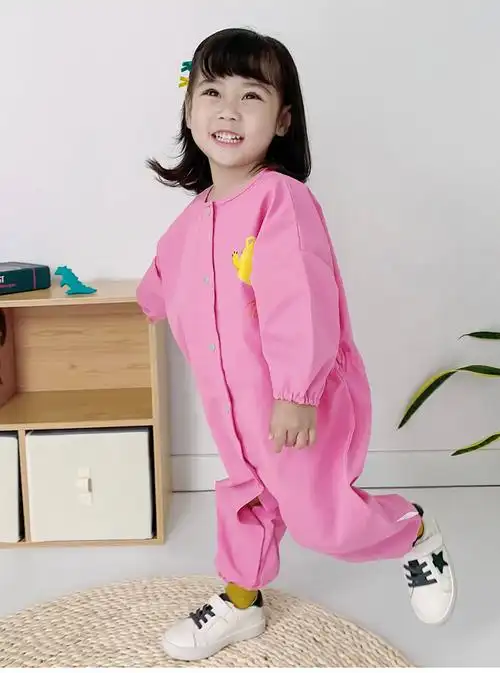 连体罩衣儿童防脏秋冬宝宝全身防水婴儿爬爬服擦地耐外穿护衣爬行