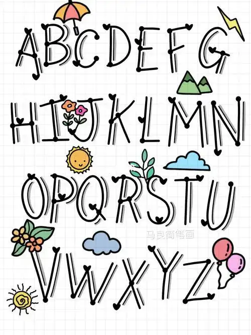简笔画|26个英文字母手帐素材