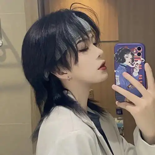网红假发女短发狼尾头酷帅气鲻鱼头中分刘海时尚个性自然全头套式