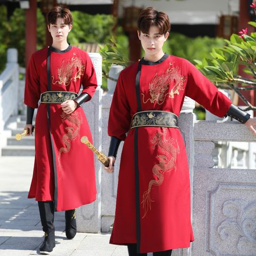 原创汉服男款锦衣卫古风唐制白色圆领侍卫演出服汉服