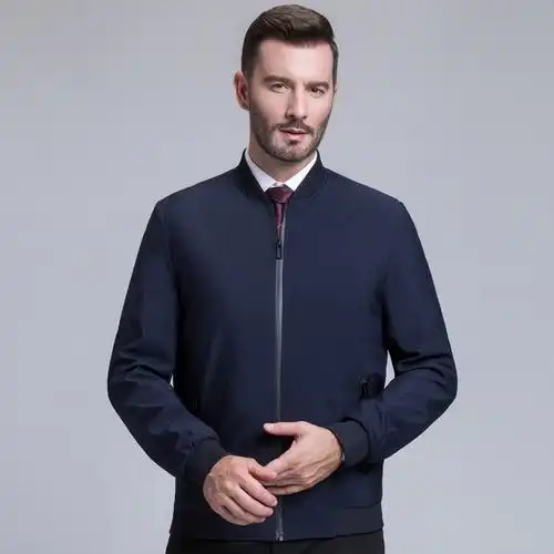 恒源祥夹克男春季新款棒球领外套男商务休闲爸爸装茄克衫男装上衣