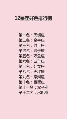 12星座好色排行榜,最喜欢的情人类型,第几任恋人最幸福