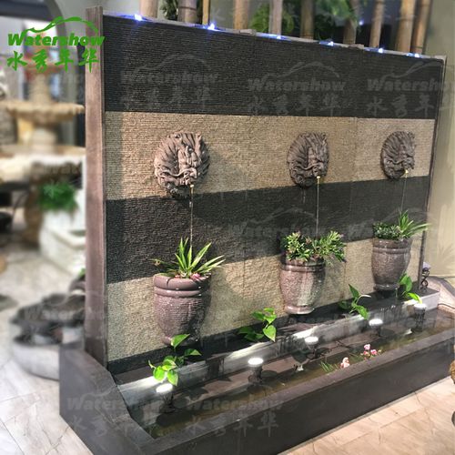花园别墅大型流水鱼池摆件家居玄关水幕幕墙招财摆件