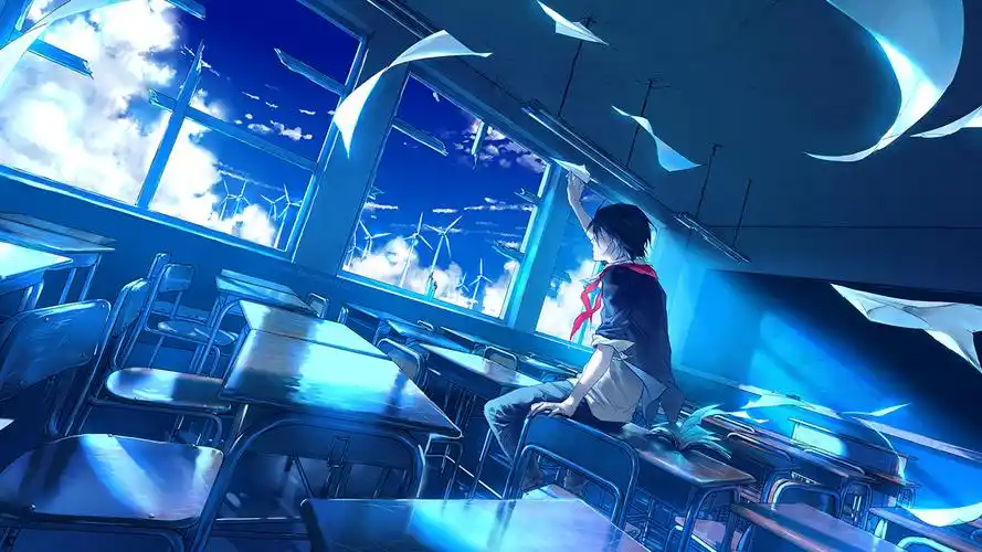 教室里的纸飞机唯美动漫壁纸