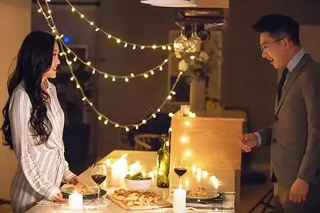 情侣烛光晚餐约会背景图片