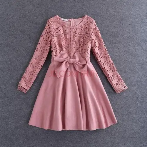 辛拉瑞丽 2015秋冬新款韩版甜美时尚气质修身蝴蝶结蕾