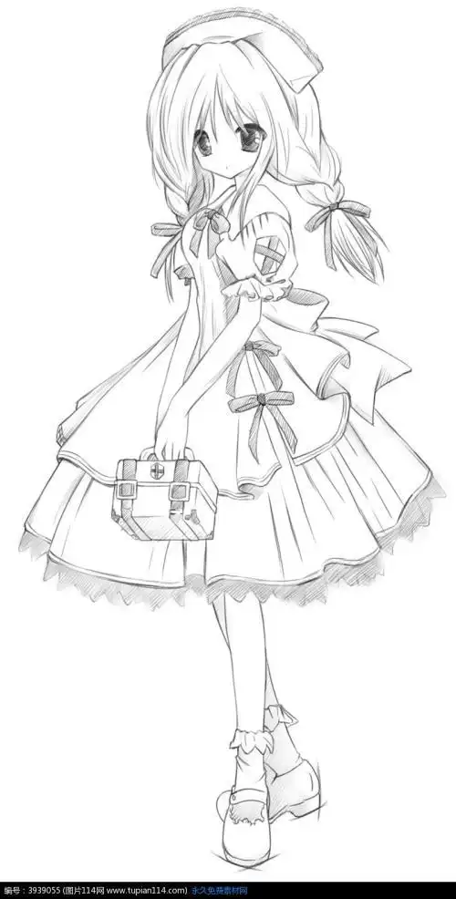 动漫人物女孩的简笔画
