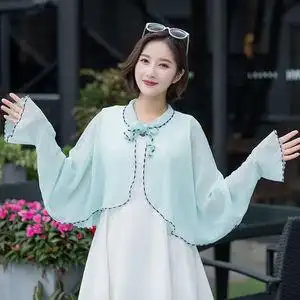 防晒披肩女夏季薄款外搭雪纺披风图片