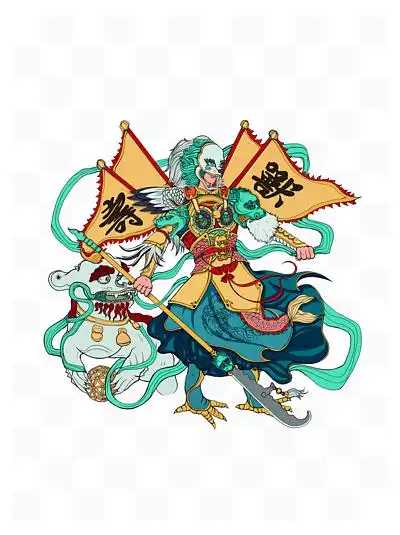 卡通古代神话麒麟神仙原创元素