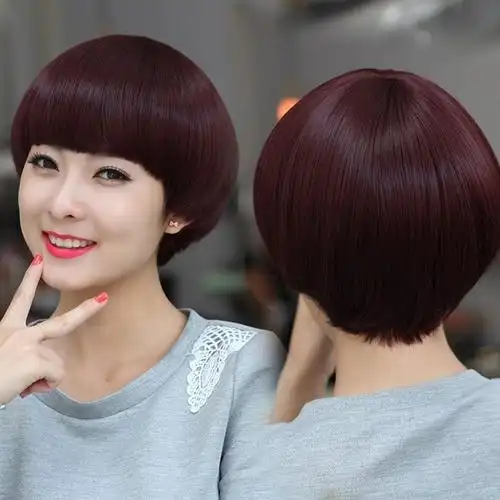 假发女短发帅气蘑菇头女生修脸非主流时尚波波头妈妈中年假发头套深