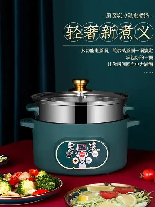 家用小电锅多功能电煮锅宿舍学生锅蒸煮一体锅可预约定时电热火锅