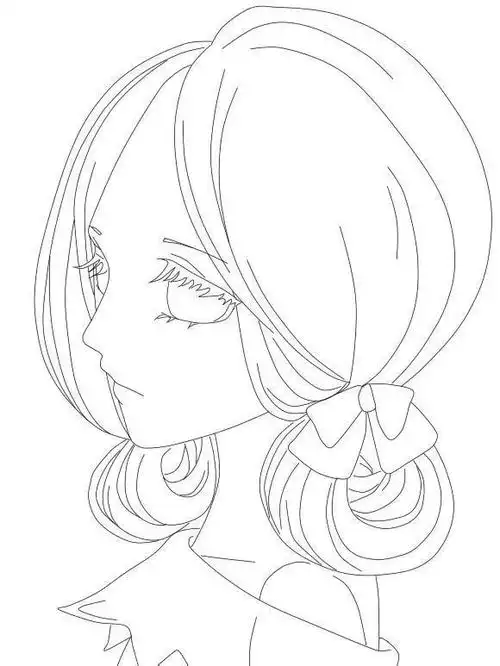 漂亮的动漫女孩线稿,及上色图,手绘水彩学画画