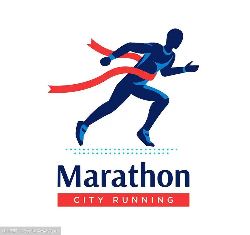 跑马拉松的标志或标签上跑者用红色