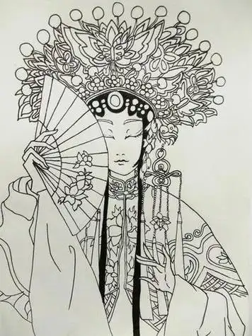 京剧人物简笔画黑白