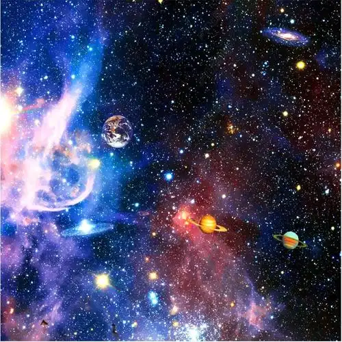 定制宇宙星空壁画 儿童房天花板ktv包厢酒吧蓝色银河星球墙纸吊顶