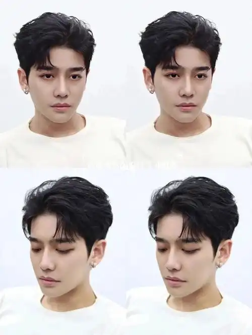 三七偏分纹理男生超帅发型推荐